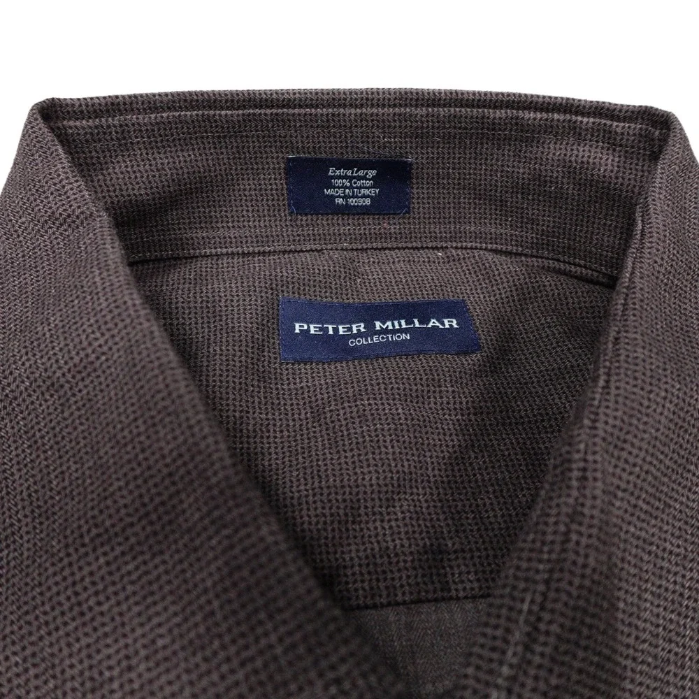 PETER MILLAR Collection Men's XL Gray Cotton Long Sleeve Button Down Shirt